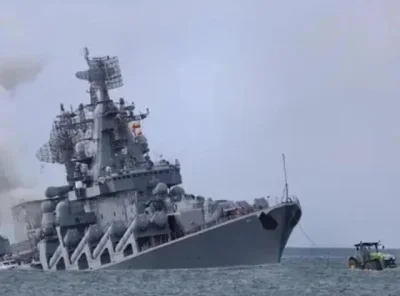 kulkaZpepka - Krążownik Moskwa holowany na brzeg #ukraina #rosja