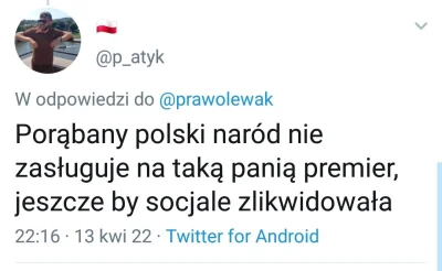 lkg1 - Albo jeszcze takie coś z twittera, typek z polską flagą "uuu taka premier to p...