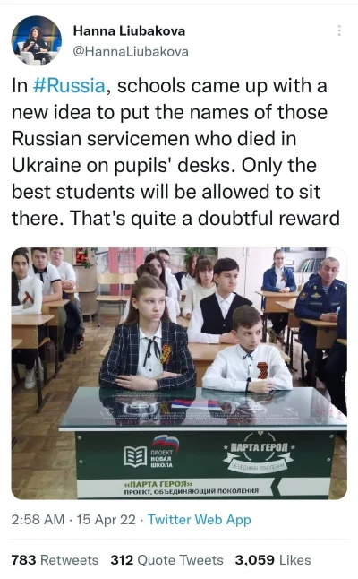 U.....a - W niektórych rosyjskich szkołach wpadli na pomysł, że umieszczą zdjęcie i n...