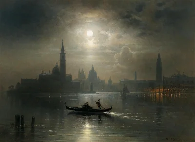 Hoverion - Karl Heilmayer 1829-1908 
Wenecja, Pełnia Księżyca nad Bazyliką Santa Mar...