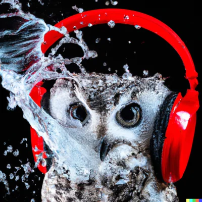 martinlubpl - high speed camera shot of water splashing over an owl wearing red headp...