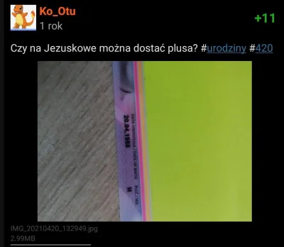 Ko_Otu - #urodziny #420
Czy w tym roku również można plusika na urodzinki?