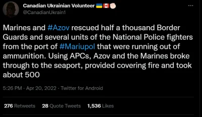 exploti - Co do ch... ( ͡° ͜ʖ ͡°)

 Marines i #Azov uratowali pół tysiąca funkcjonar...