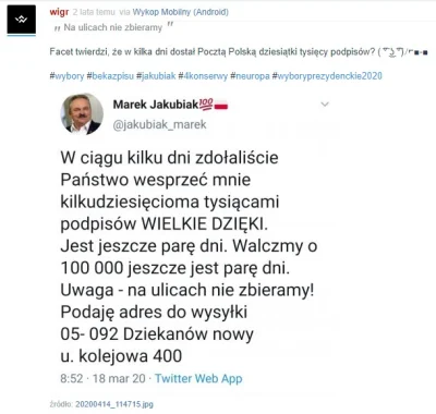 wigr - Ciekawe czy sprawa podpisów pod kandydaturą Pana Jakubiaka na prezydenta zosta...