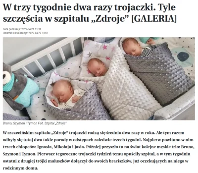 m.....k - Trojaczki zdarzają się raz na 6,5 tys. porodów.

#szczecin #ciekawostki #...