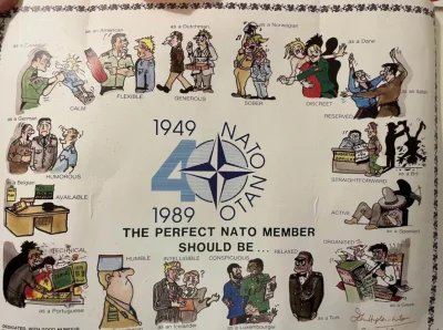 Frygus96 - Ironiczny plakat z okazji 40 lat istnienia NATO z 1989 roku, naśmiewający ...