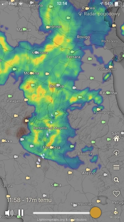 Forg1 - W okolicach Imoli obserwujemy aktualnie opady i drobne wyładowywania atmosfer...