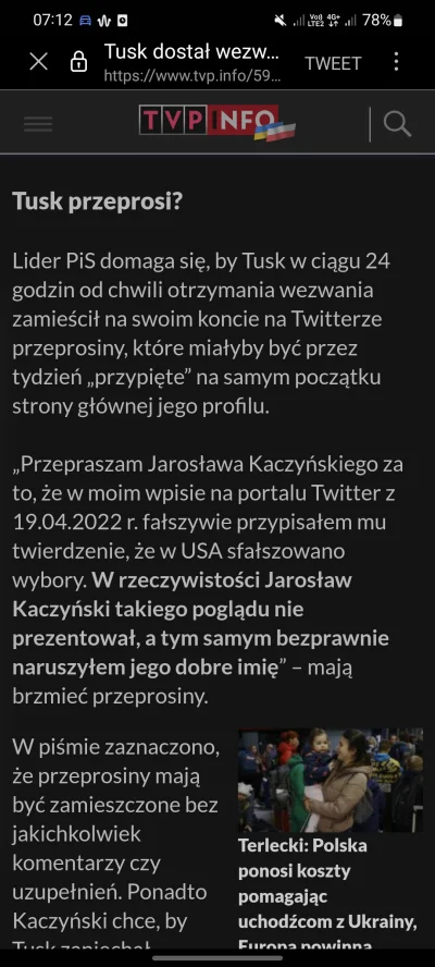 TragiKomediant - Trochę powalone jest to, że TVP.info publikuje przeprosiny Tuska dla...