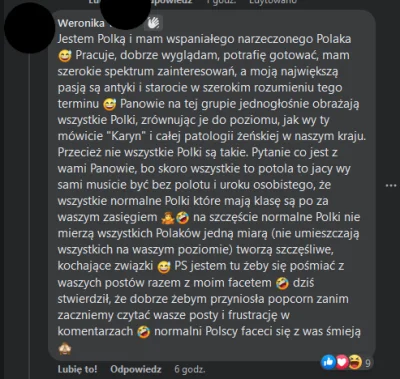 P.....c - @77023: Weronika dała niesamowity pokaz kompleksów... kto normalny tak pisz...