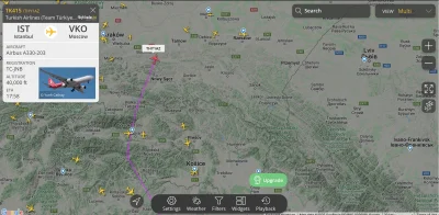 jgwr - kto wie co to za samolot leci z Istambułu do Moskwy przez Polskę?