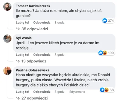 AntyKuc - Komentarze prawdziwych patriotów na temat wprowadzenia do MC Donalda ukraiń...