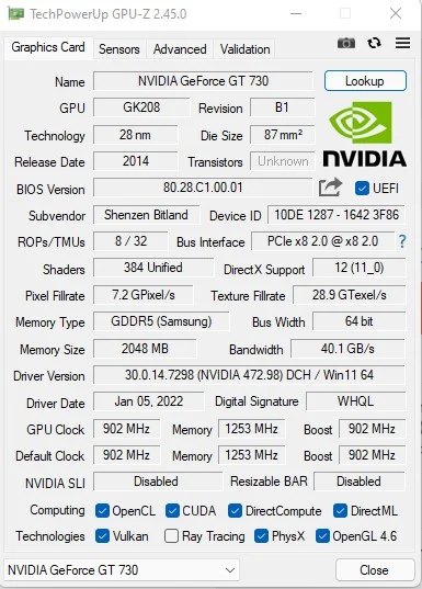 KlopsBobs - Karta graficzna Lenovo GeForce GT 730 2GB GDDR5 (4X60M97031)