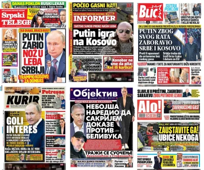 waro - Dzisiejsze okładki serbskich gazet po tym jak Putin powiedział, że ŁRL i DNR m...