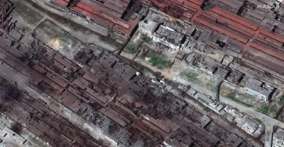 contrast - Firma Maxar Technologies wykonała zdjęcie satelitarne obszaru Azovstal w M...
