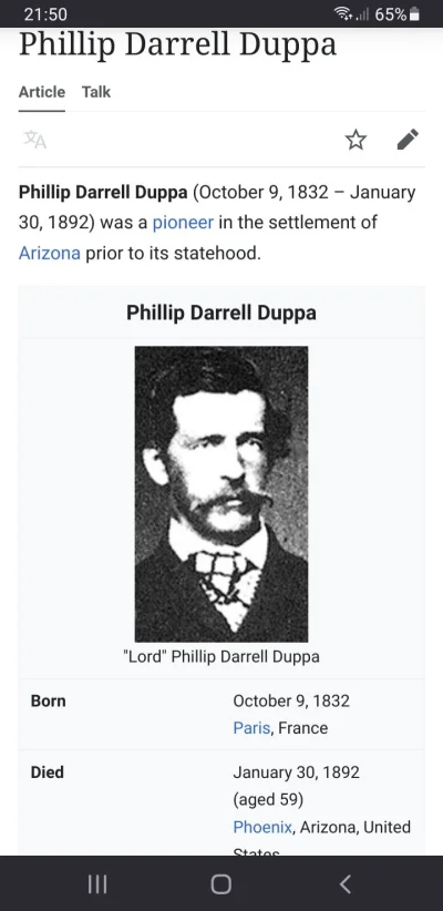 Damasweger - Oto Lord Duppa, jeden z założycieli amerykańskiego miasta Phoenix.

#his...