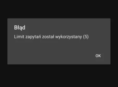 0caffe - Niedziela, 9:25 a ty mi limit zapytań dajesz?! Gurwa białek ogarnij te api.....