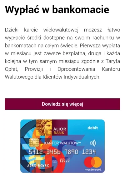 emil-hogan - Mam konto walutowe w Alior Bank, karte mltiwalutową, a na nim pewną sume...