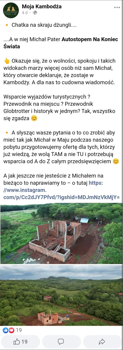 pelt - >ciekawe co tam u michała patera
@MiszazPolszy: Buduje dom w Kambodży, gdzieś ...