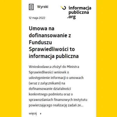 WatchdogPolska - Na stronę: https://informacjapubliczna.org/wyroki wjechał kolejny op...