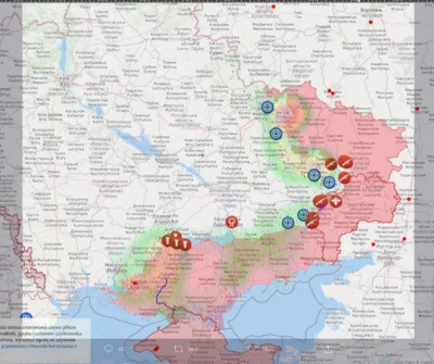 orkako - A tak wygląda mapa po nałożeniu na oficjale granice frontu. Widać, że Rosja ...