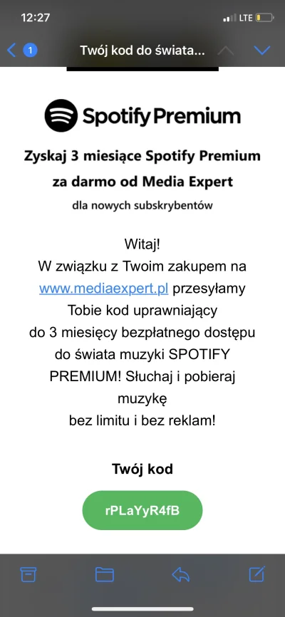 ARfan - W związku z Twoim zakupem na www.mediaexpert.pl przesyłamy Tobie kod uprawnia...
