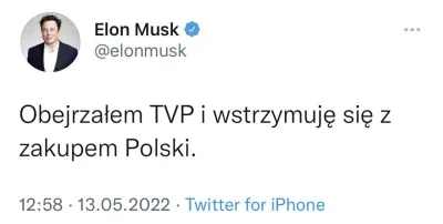 kodishu - Cholera, nic z tego nie będzie 
#elonmusk #polska #heheszki