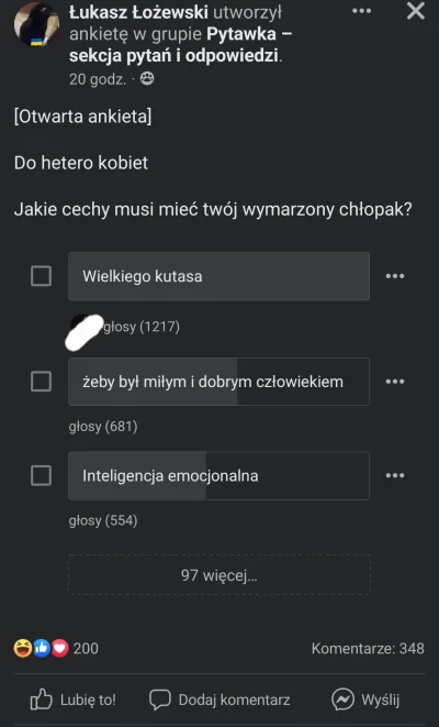 diagnoza-przegryw - Kolejna perła z gejsbuka. Najwięcej juleczek zaznaczyło wielkiego...