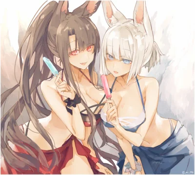 synbozy777 - #kaga #akagi #azurlane #kemonomimi #kitsunemimi #randomanimeshit