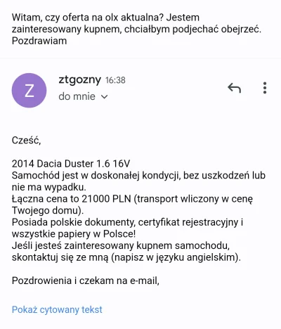 znikam5 - Samochód w cenie mocno poniżej średniej. Facet nie podaje telefonu, przez f...