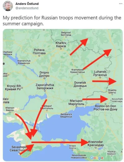 yosemitesam - #rosja #ukraina #wojna 
Wyciekła mapa z prognozowanymi kierunkami nata...