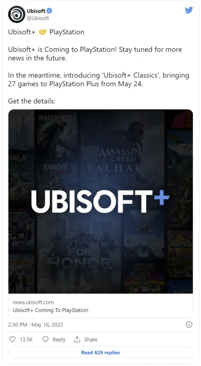 MrBogumil - Ubisoft potwierdził na Twitterze współpracę z Sony, na mocy której gry z ...