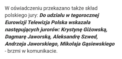 Canzone_ - Jest oswiadczenie TVP i sklad naszego jury ( ͡° ͜ʖ ͡°)
I tak jestem w szok...