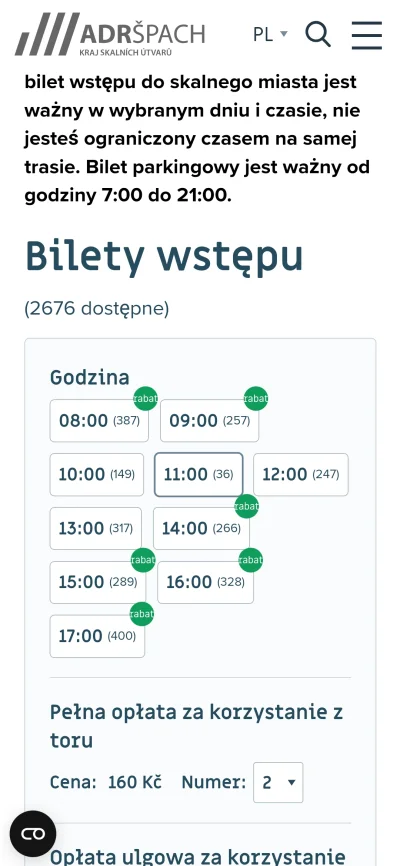 Wasky - Kupował ktoś bilet do adrspach na stronie. Zastanawia mnie godziny. Czy jak k...