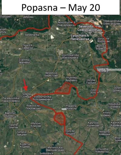 konradpra - Stan na 20.05 :
#Popasna - #Ukrainian troops continue to struggle to hol...