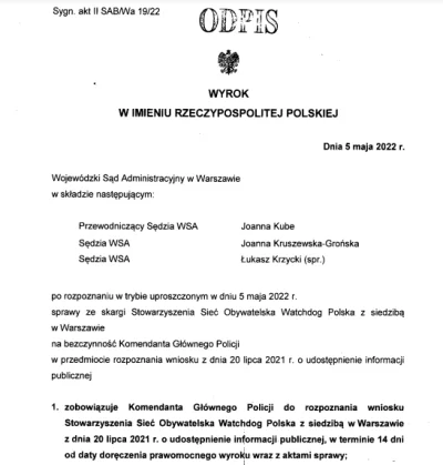 WatchdogPolska - Jeśli Komenda Głównej Policji nie wymyśli nowych przeszkód, to będzi...