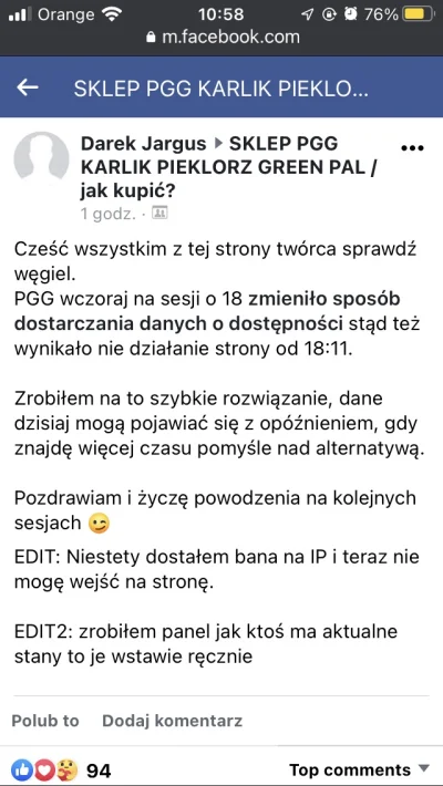 dasistfubar - #pgg gościu od sprawdzwegiel.pl dostał podobno bana na swoją stronę xD ...