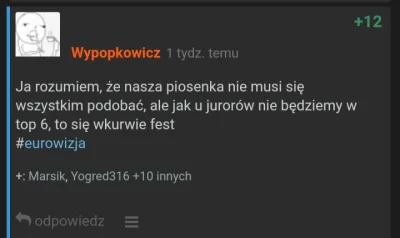 Wypopkowicz - Z cyklu: wpisy które źle się zestarzały ( ͡° ͜ʖ ͡°)
#eurowizja