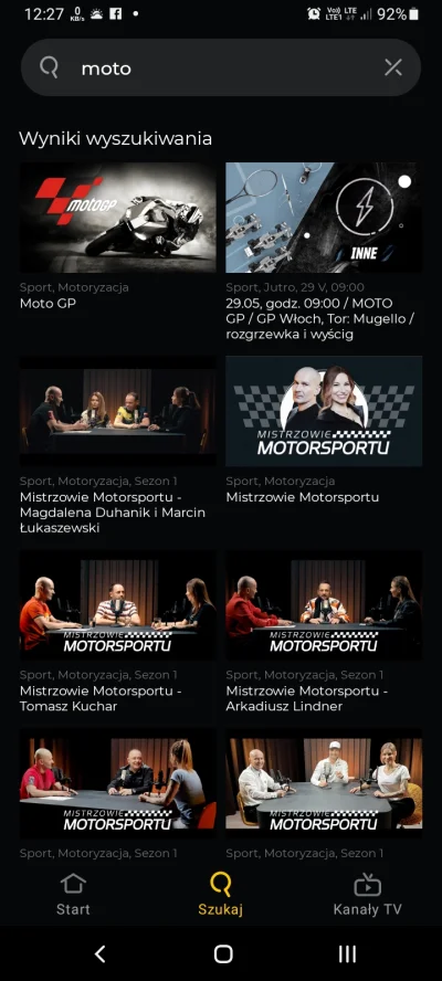 Makukata - #motogp 
Czy komuś jeszcze w aplikacji Polsat Go wyświetla się zapowiedź ...