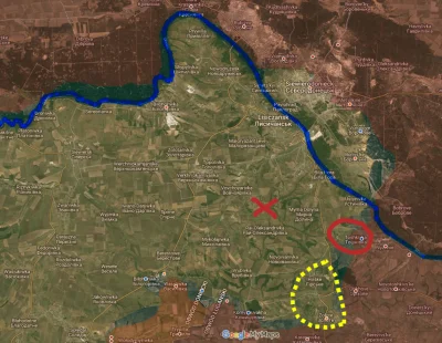 JanLaguna - Rosyjskie operacje na drugim brzegu Dońca, czerwonym okręgiem zaznaczono ...