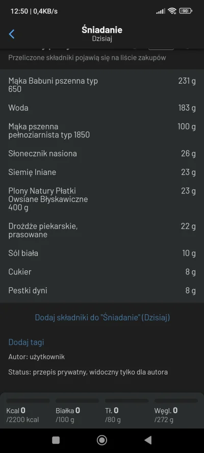 kibellos - @BarkaMleczna: wody daje jakieś 291 mililitrów, w fitatu mam wpisane mniej...