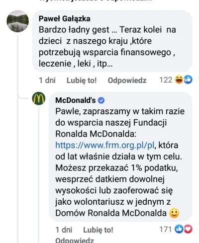 OstatniZnak - McDonald's dodał post, że zebrali 2.37mln na Ukrainę (oczywiście w kome...