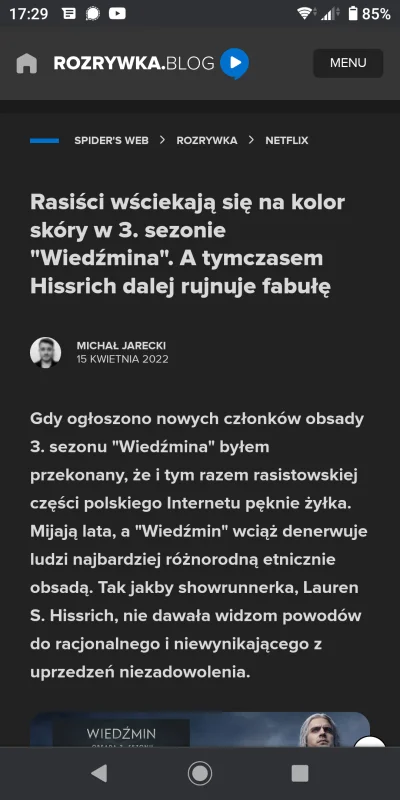 rolnikwykopowy - @rolnikwykopowy: A Wiedźmina oglądają polscy rasiści ( ͡° ͜ʖ ͡°)