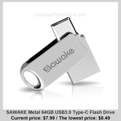 n____S - SAWAKE Metal 64GB USB3.0 Type-C Flash Drive
Cena: $7.99 (najniższa w histor...