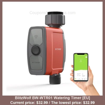 n____S - BlitzWolf BW-WTR01 Watering Timer [EU]
Cena: $32.99 (najniższa w historii: ...