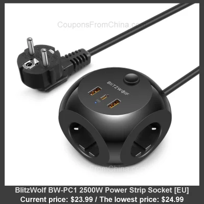 n____S - BlitzWolf BW-PC1 2500W Power Strip Socket [EU]
Cena: $23.99 (najniższa w hi...