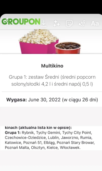 P.....a - #multikino #kino #filmy
Przez przypadek kupiłam zestaw średni popcorn + śre...