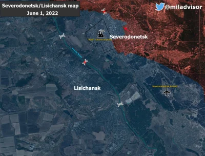 JanLaguna - Mapa nr 4, Sytuacja w Siewierodoniecku według stanu na dzień 1 czerwca, d...