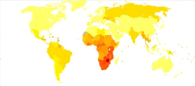 tomasz-zajc - Mapa częstości zakażeń HIVem. Ciekawe czy niedługo też będziemy pomarań...