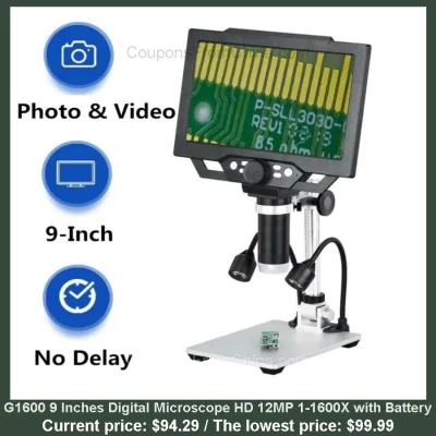 n____S - G1600 9 Inches Digital Microscope HD 12MP 1-1600X with Battery
Cena: $94.29...