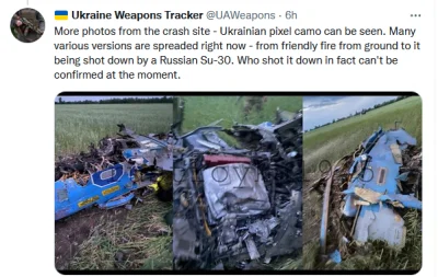 MarKow - Niestety potwierdzone, że zestrzelony to ukraiński Su-30.